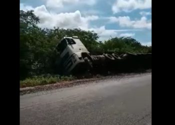 Acidente com caminhão pode de ter sido causado por castanha