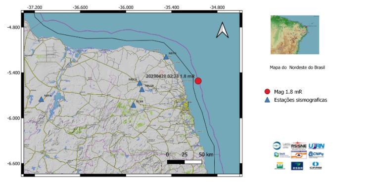 Tremor é registrado na Costa do Atlântico Potiguar