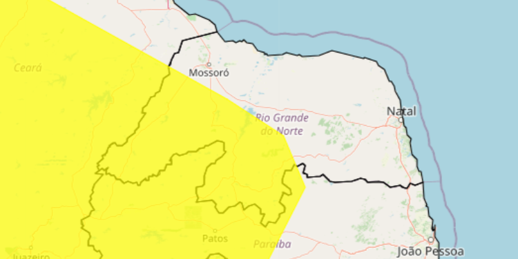 Inmet alerta sobre risco de vendaval em 74 municípios potiguares