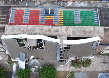 Estrutura metálica do Nogueirão desaba por causa da chuva neste sábado (10)