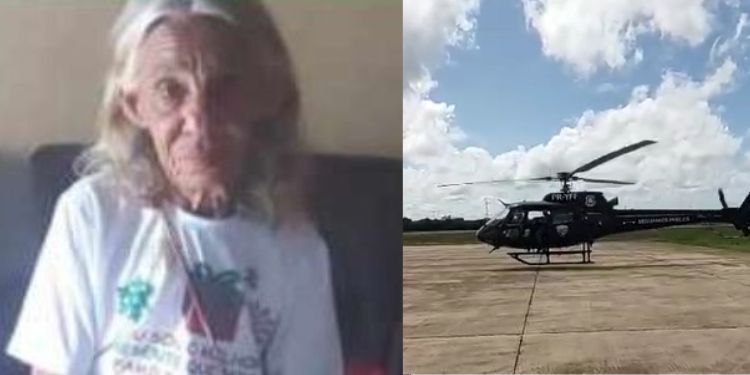 Idosa desaparece em Assú; helicóptero da Secretaria da Segurança Pública auxilia nas buscas