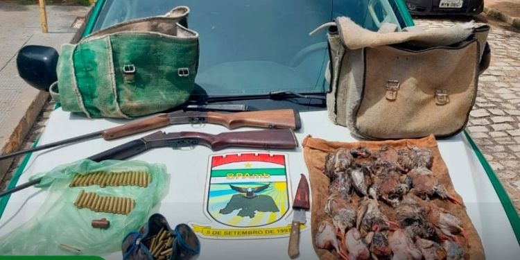 Caçadores são presos com animais silvestres abatidos em Serra do Mel 