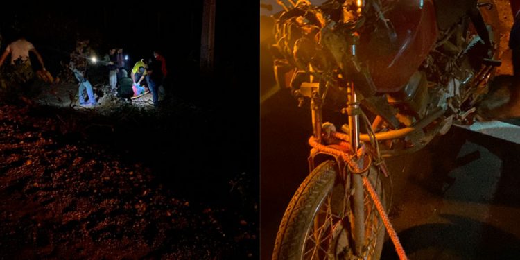 Colisão frontal entre motos deixa dois feridos na RN-117, entre Mossoró e Governador Dix-Sept Rosado