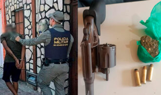 Polícia Militar de Areia Branca prende suspeito de assaltos e apreende arma e drogas