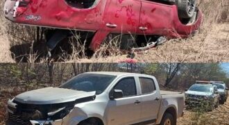 Criminosos roubam caminhonetes em Serra do Mel e se envolvem em acidentes