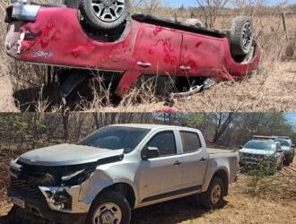 Criminosos roubam caminhonetes em Serra do Mel e se envolvem em acidentes