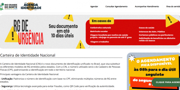 Novo sistema de agendamento para emissão da Carteira de Identidade Nacional já está disponível