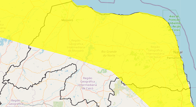 Inmet emite aviso de chuvas intensas para grande parte do RN