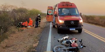 Motociclista de 20 anos fica ferido após colisão com jumento na BR-405 em Apodi