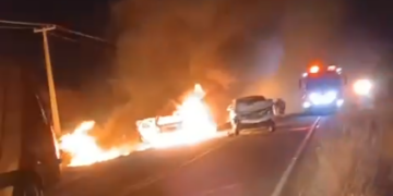 Bombeiros atendem grave acidente com incêndio na RN-288