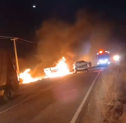 Bombeiros atendem grave acidente com incêndio na RN-288