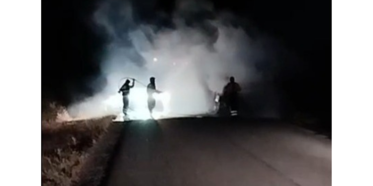 Carro elétrico de luxo pega fogo e explode na RN-117, no Oeste potiguar