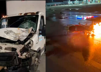 Após colisão, moto explode e mata idoso na BR-110, na entrada de Upanema