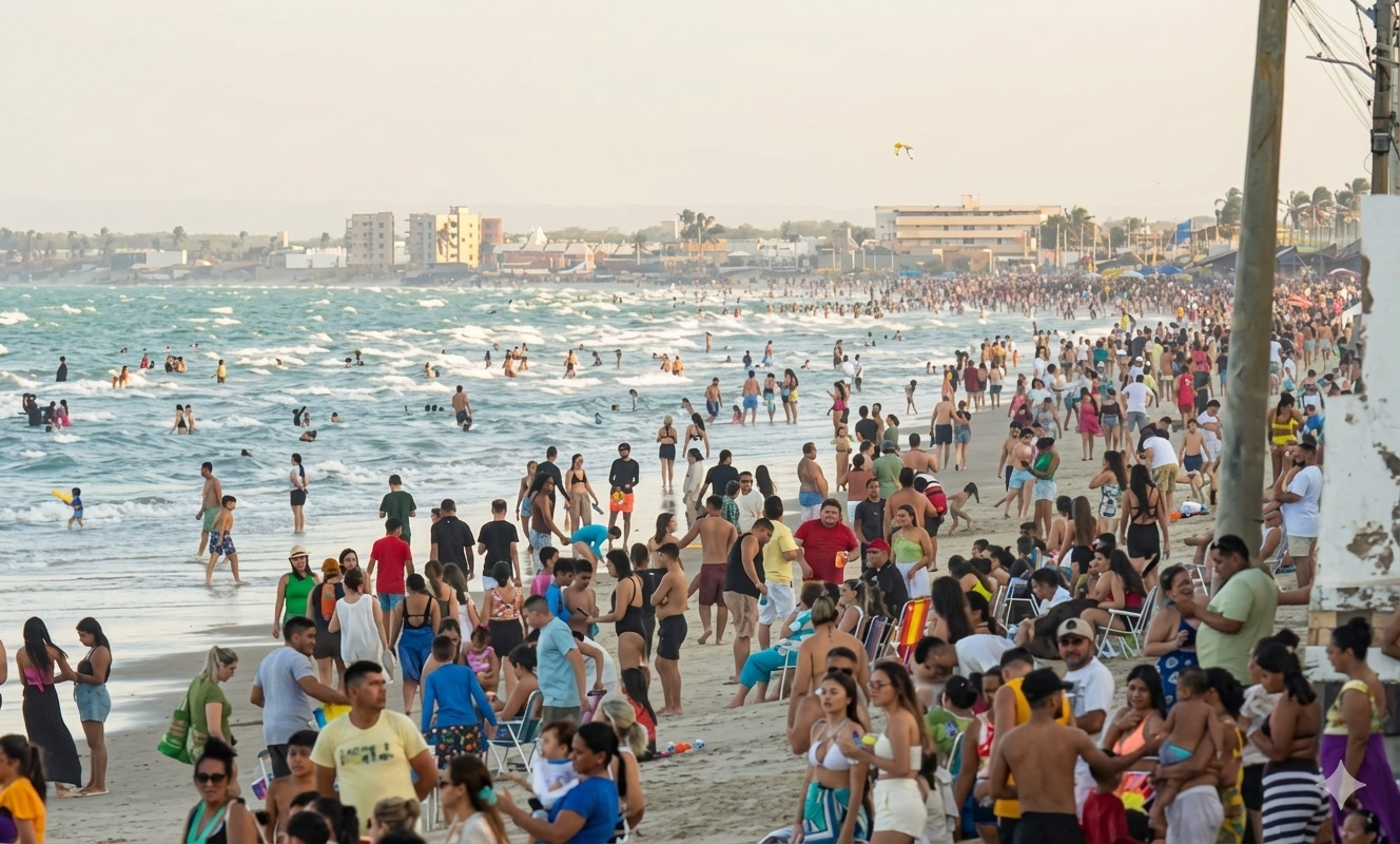 População de Tibau atinge 200 mil no veraneio e gera dificuldades na mobilidade e abastecimento d’água