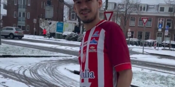 Com camisa do Potiguar, mossoroense viraliza no inverno da Holanda