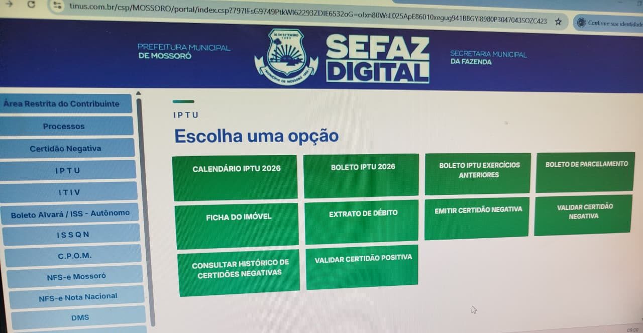 Boleto do IPTU 2026 está disponível no site da Sefaz Digital; veja o calendário