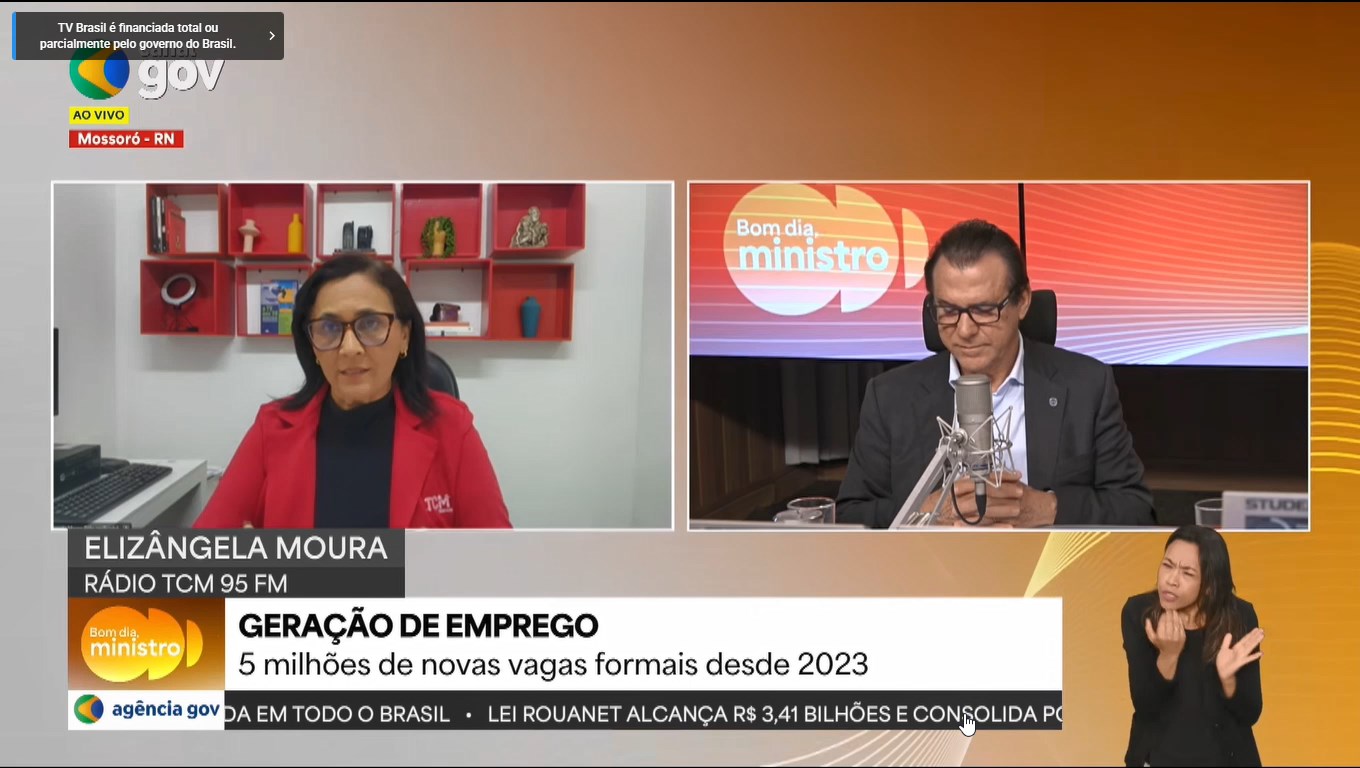 Ministro do Trabalho destaca crescimento de empregos no RN em entrevista à repórter da TCM